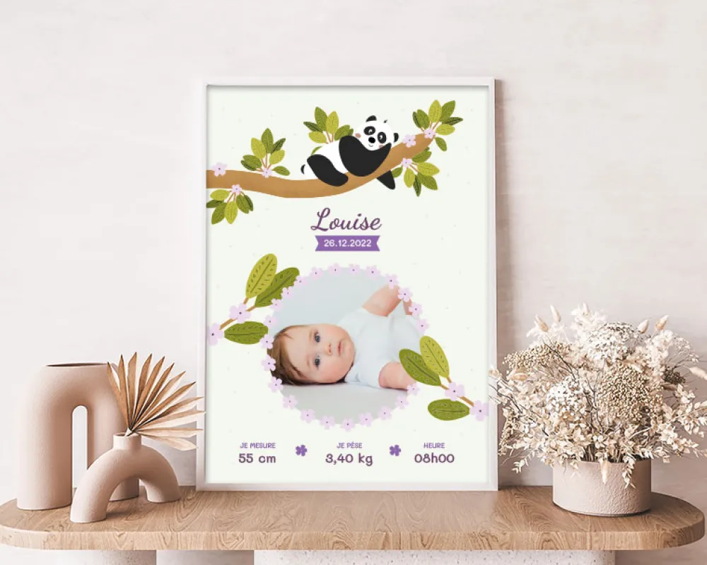 Affiche naissance personnalisée - Panda|Cadeaux.com Online