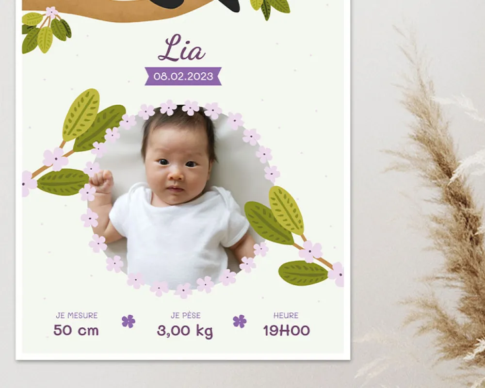 Affiche naissance personnalisée - Panda|Cadeaux.com Online