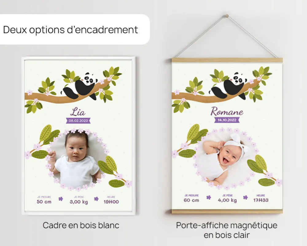 Affiche naissance personnalisée - Panda|Cadeaux.com Online