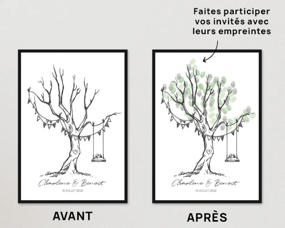 Affiche personnalisée - Arbre à empreintes mariage|Cadeaux.com