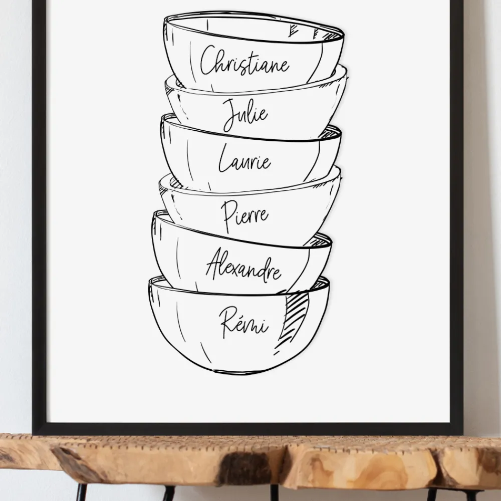 Affiche personnalisée - Bols prénoms famille|Cadeaux.com Sale