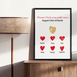 Affiche personnalisée - Mamie et ses petits coeurs|Cadeaux.com Outlet