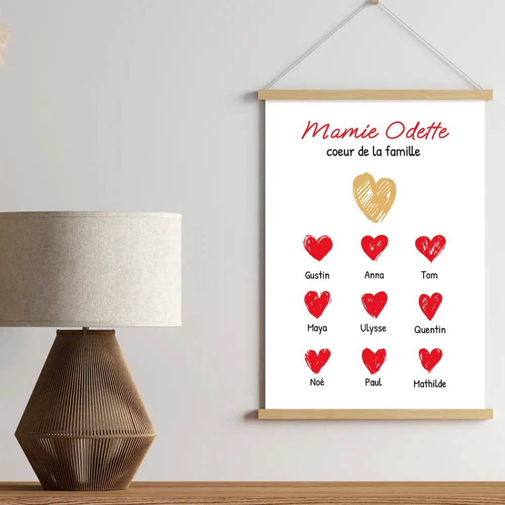 Affiche personnalisée - Mamie et ses petits coeurs|Cadeaux.com Outlet