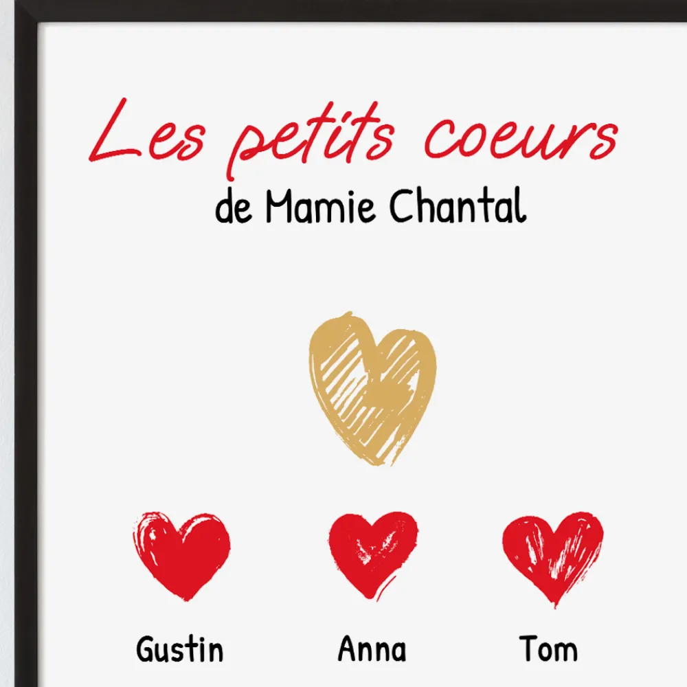 Affiche personnalisée - Mamie et ses petits coeurs|Cadeaux.com Outlet