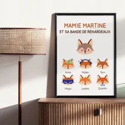 Affiche personnalisée - Mamie Renard et sa meute|Cadeaux.com Outlet