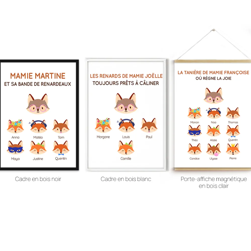 Affiche personnalisée - Mamie Renard et sa meute|Cadeaux.com Outlet