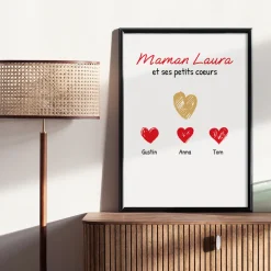 Affiche personnalisée - Maman et ses petits coeurs|Cadeaux.com Outlet