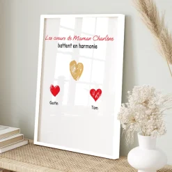 Affiche personnalisée - Maman et ses petits coeurs|Cadeaux.com Outlet