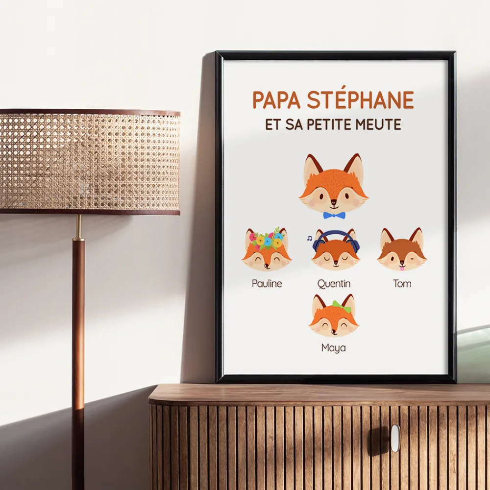 Affiche personnalisée - Papa Renard et sa meute|Cadeaux.com Online