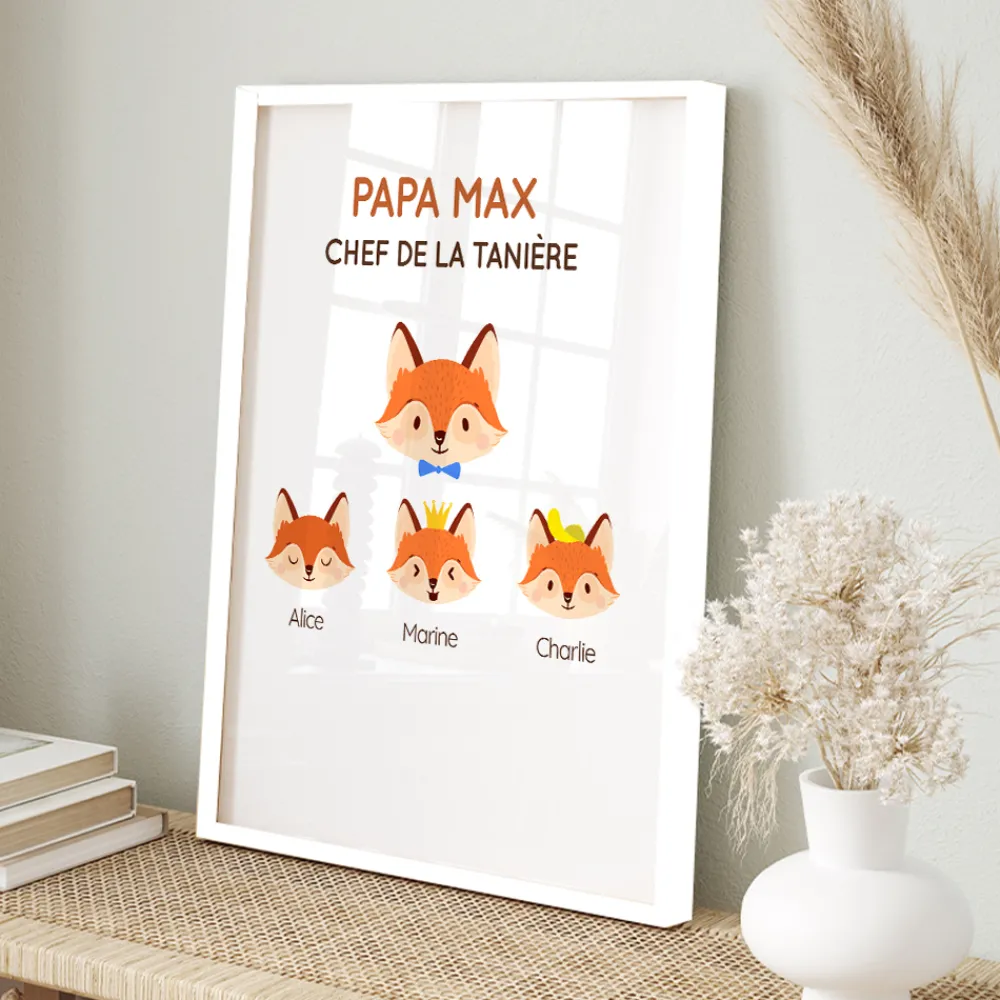 Affiche personnalisée - Papa Renard et sa meute|Cadeaux.com Online