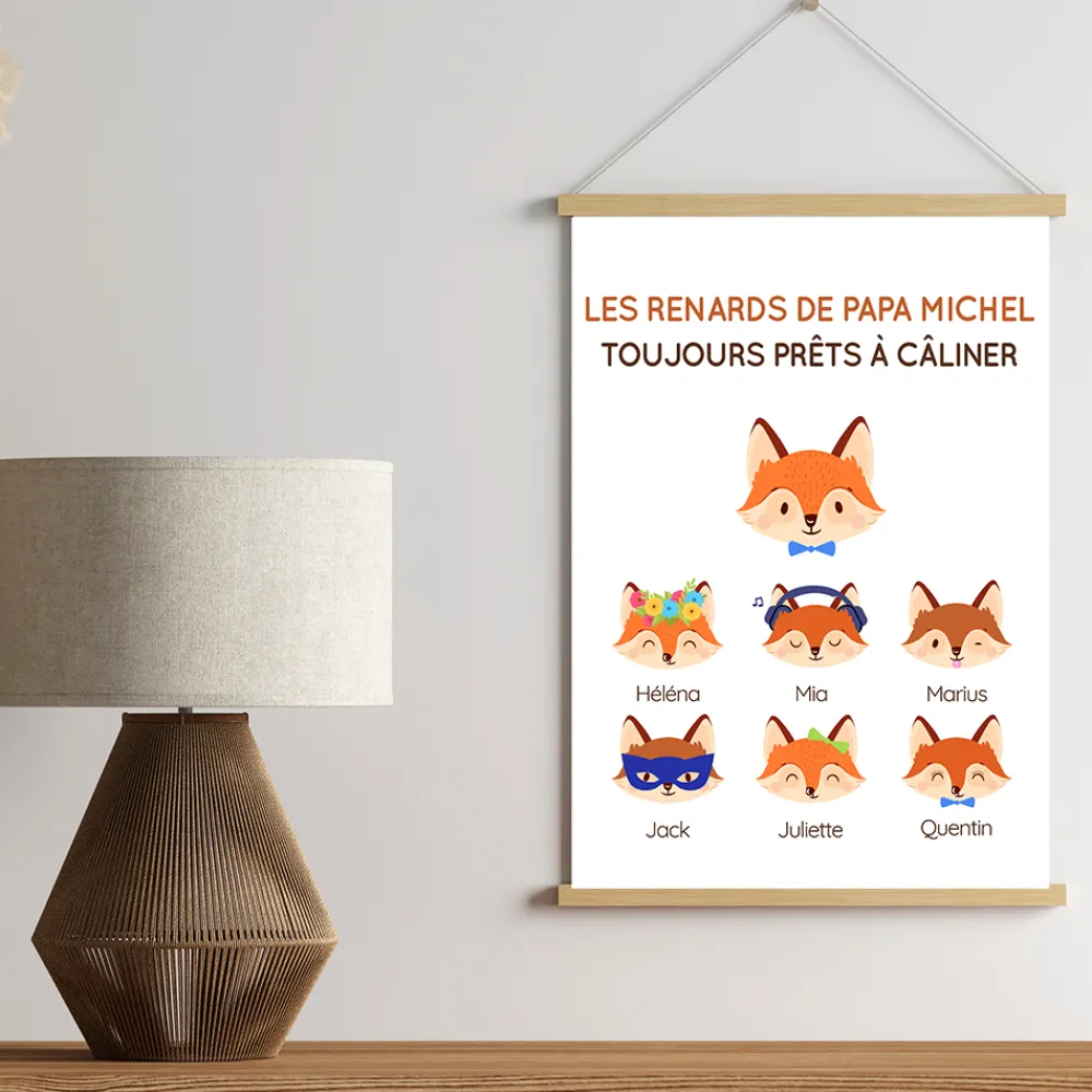 Affiche personnalisée - Papa Renard et sa meute|Cadeaux.com Online