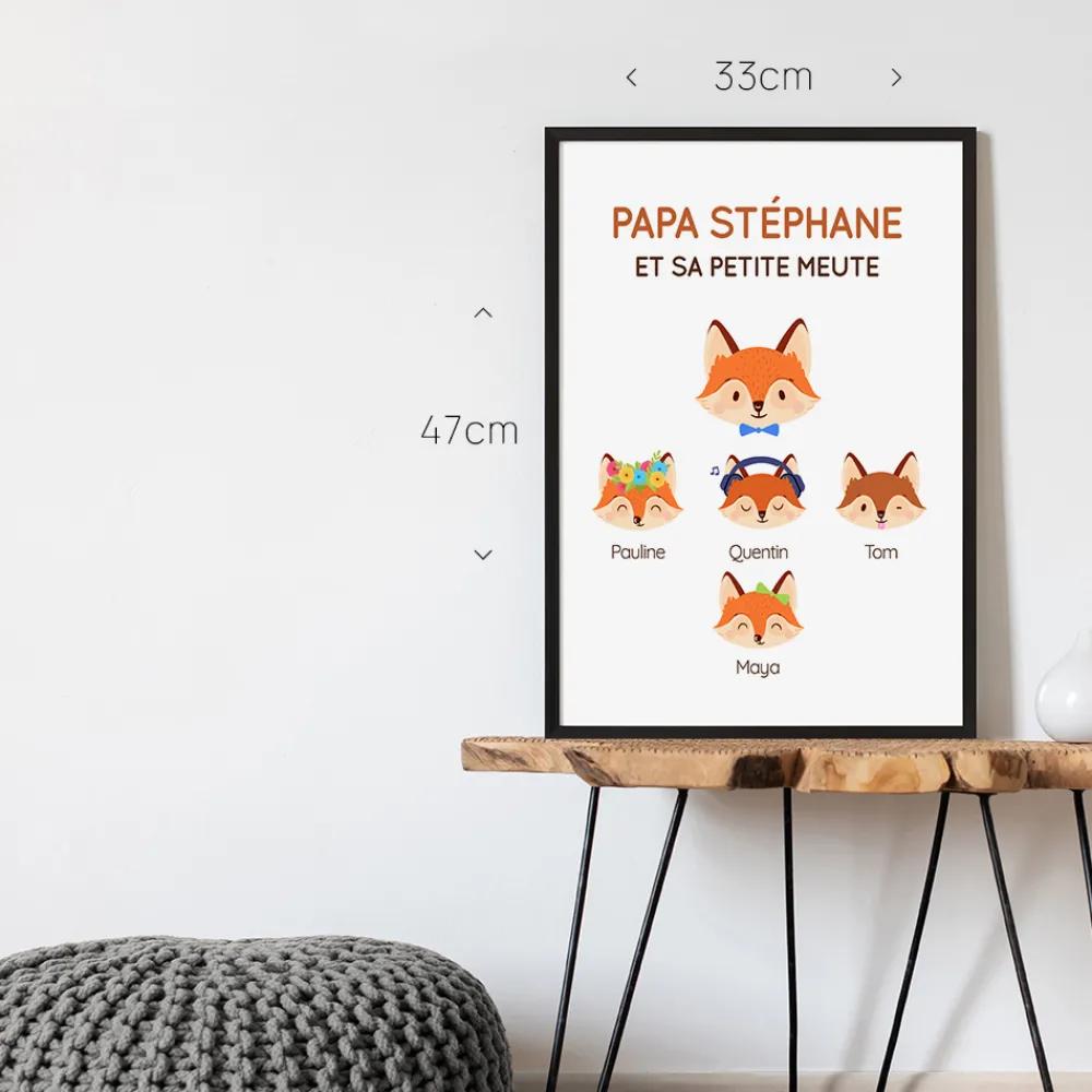 Affiche personnalisée - Papa Renard et sa meute|Cadeaux.com Online