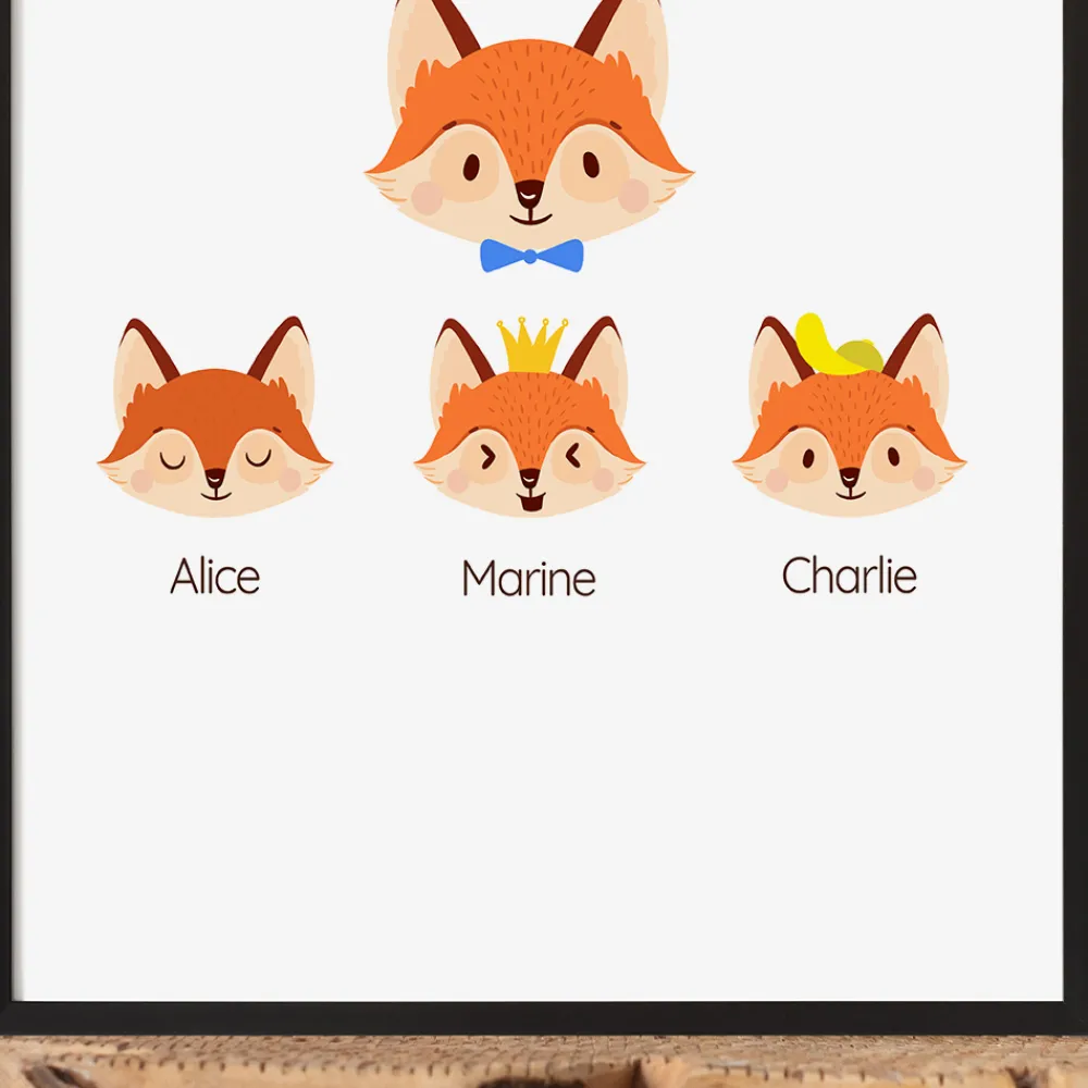 Affiche personnalisée - Papa Renard et sa meute|Cadeaux.com Online