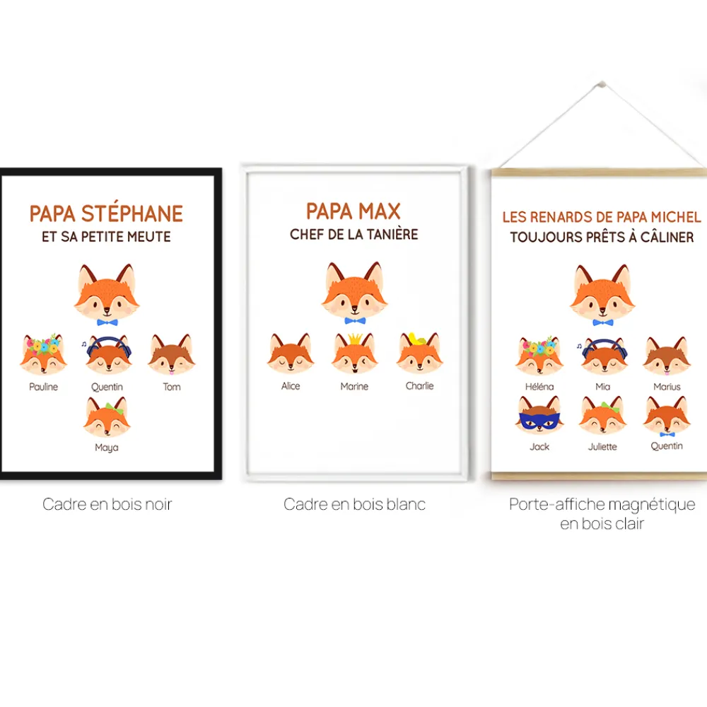Affiche personnalisée - Papa Renard et sa meute|Cadeaux.com Online