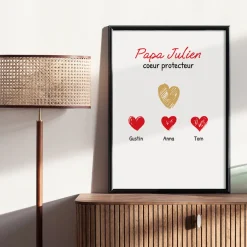 Affiche personnalisée - Papa et ses petits coeurs|Cadeaux.com Outlet
