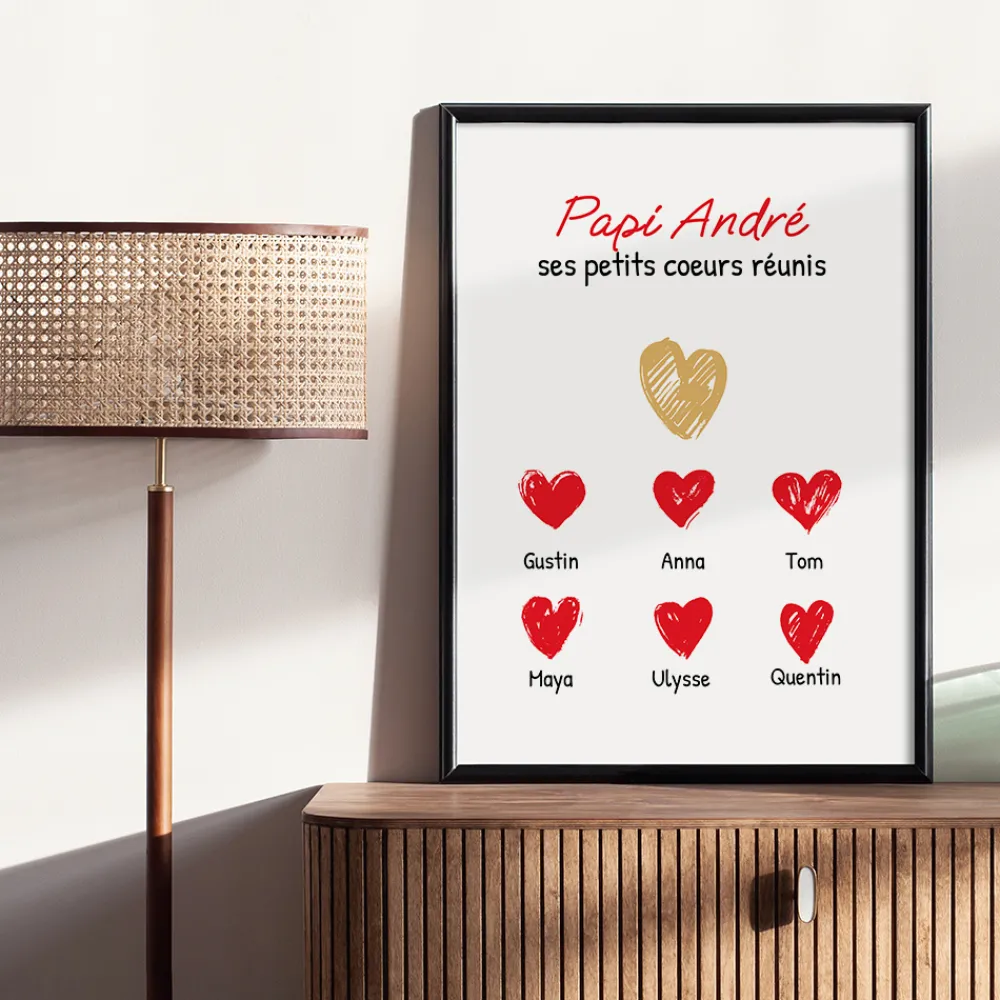 Affiche personnalisée - Papi et ses petits coeurs|Cadeaux.com Sale