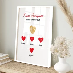 Affiche personnalisée - Papi et ses petits coeurs|Cadeaux.com Sale