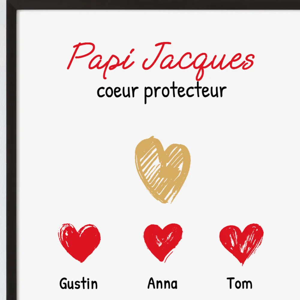 Affiche personnalisée - Papi et ses petits coeurs|Cadeaux.com Sale
