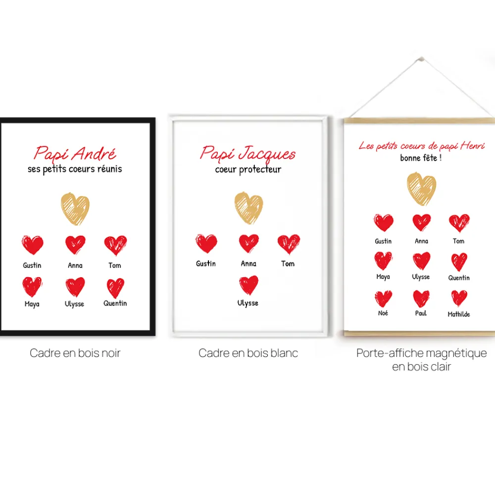 Affiche personnalisée - Papi et ses petits coeurs|Cadeaux.com Sale