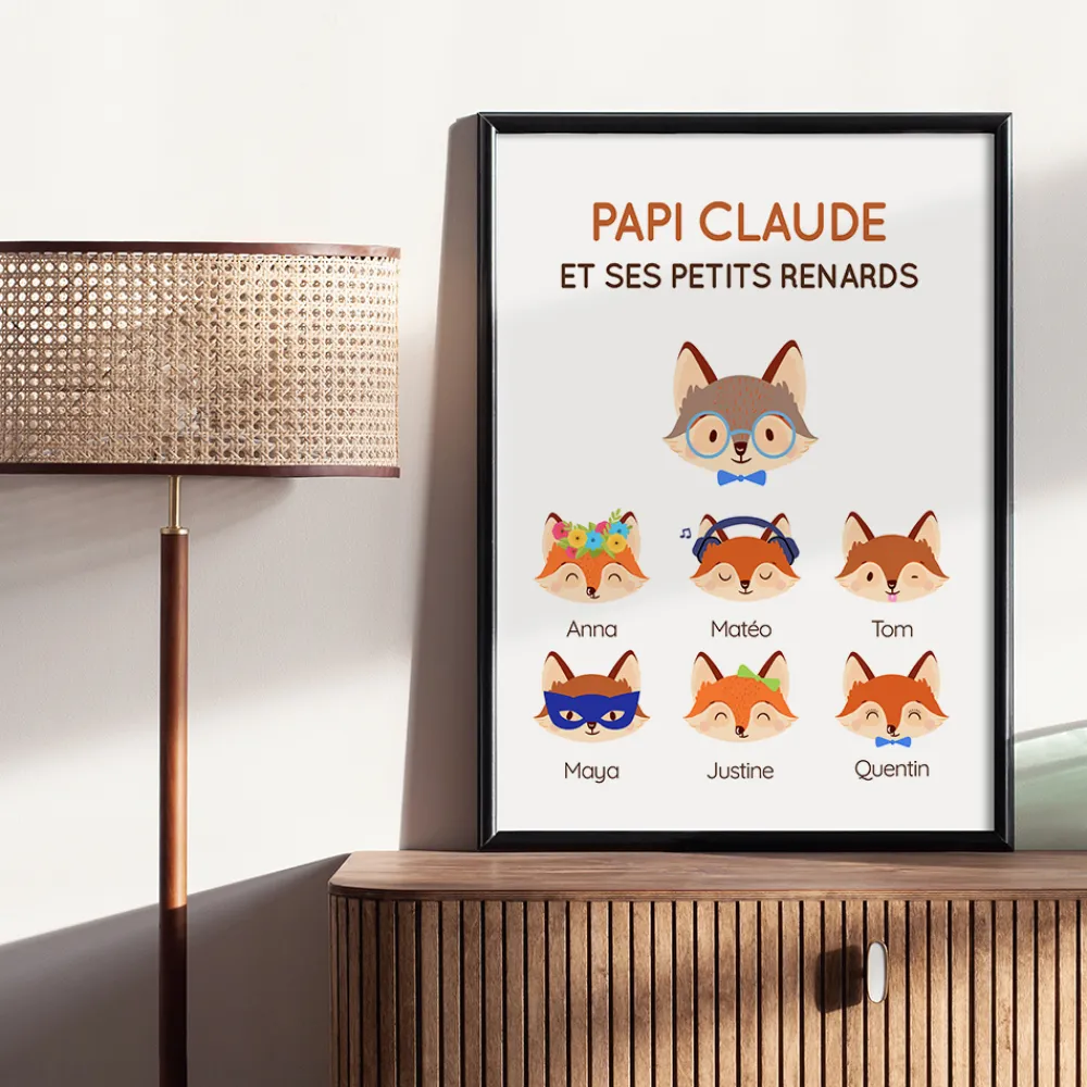 Affiche personnalisée - Papi Renard et sa meute|Cadeaux.com Sale