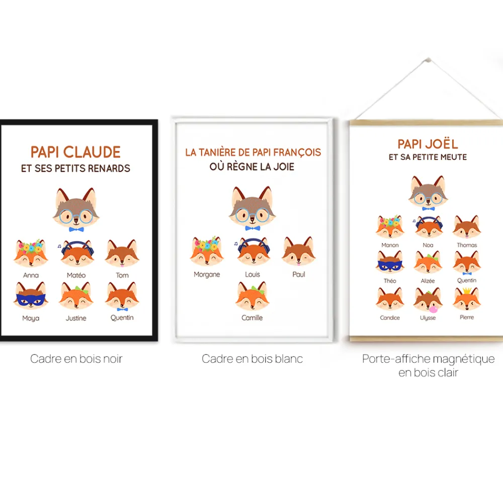 Affiche personnalisée - Papi Renard et sa meute|Cadeaux.com Sale