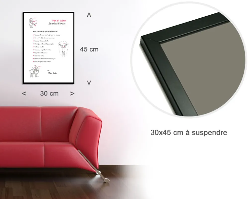 Affiche personnalisée couple - Contrat d'amour|Cadeaux.com New