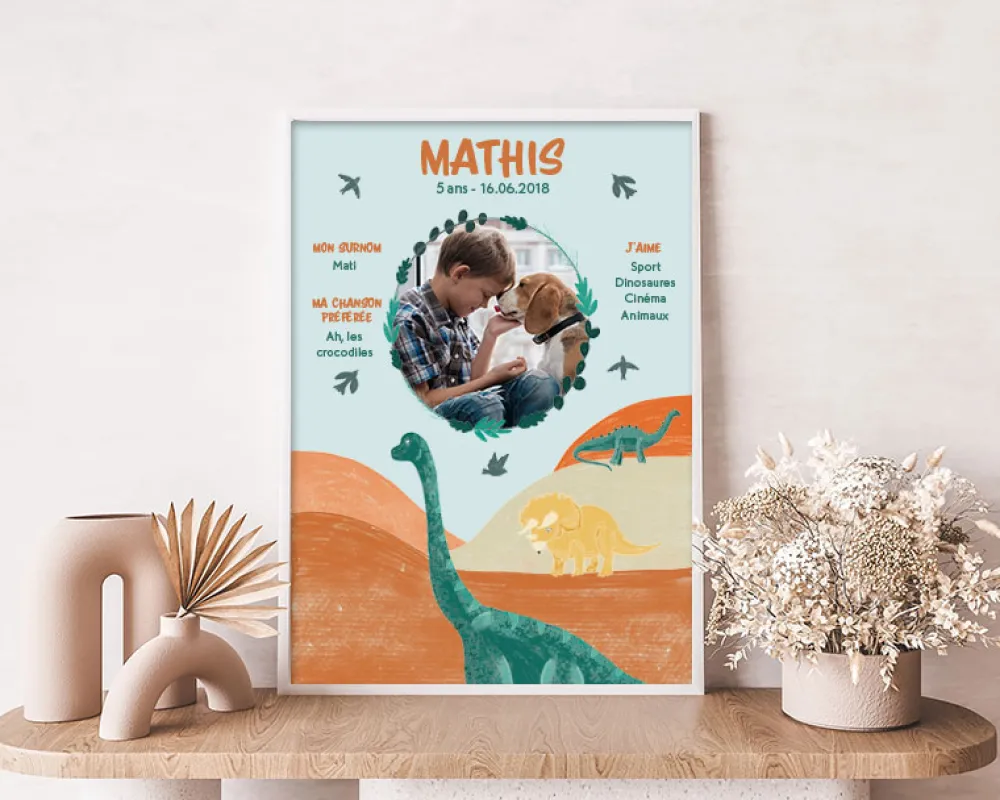 Affiche personnalisée enfant anniversaire - Dinosaure|Cadeaux.com Sale