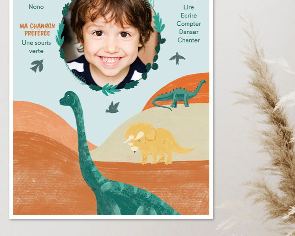 Affiche personnalisée enfant anniversaire - Dinosaure|Cadeaux.com Sale