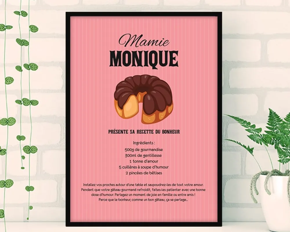 Affiche personnalisée prénom - Recette du bonheur|Cadeaux.com New