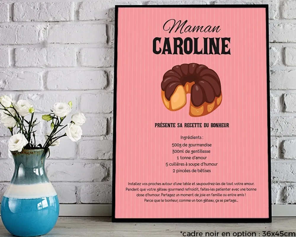 Affiche personnalisée prénom - Recette du bonheur|Cadeaux.com New