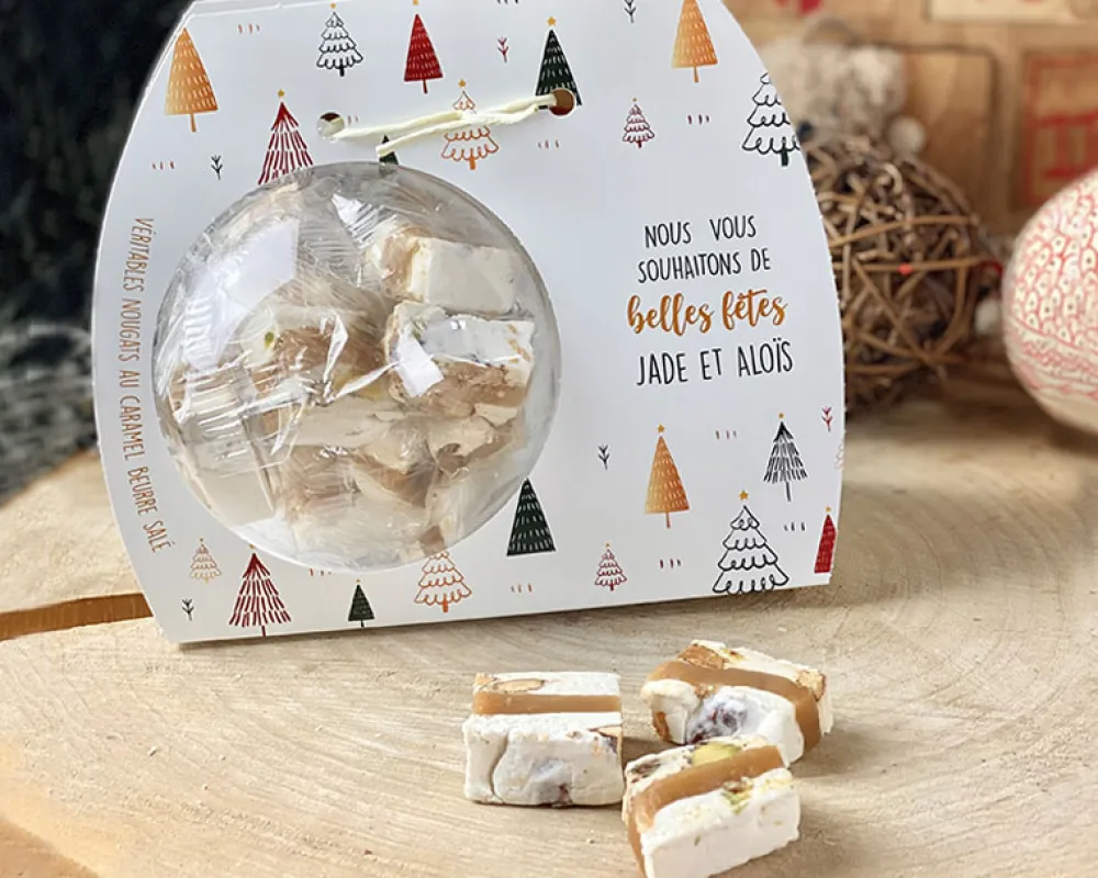 Ballotin de nougat au caramel beurre salé Personnalisable - Noël|Cadeaux.com
