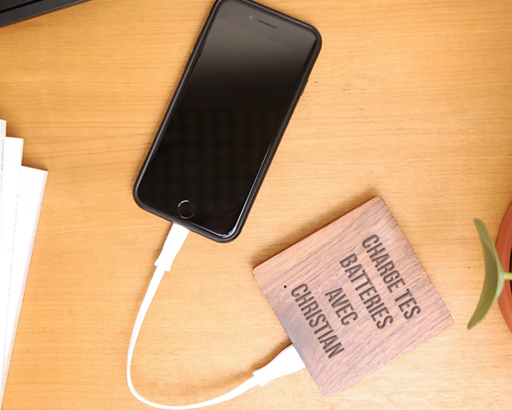 Batterie Externe en bois personnalisable 5000 mAh|Cadeaux.com