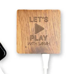 Batterie Externe en bois personnalisable 5000 mAh - Let's Play|Cadeaux.com Online