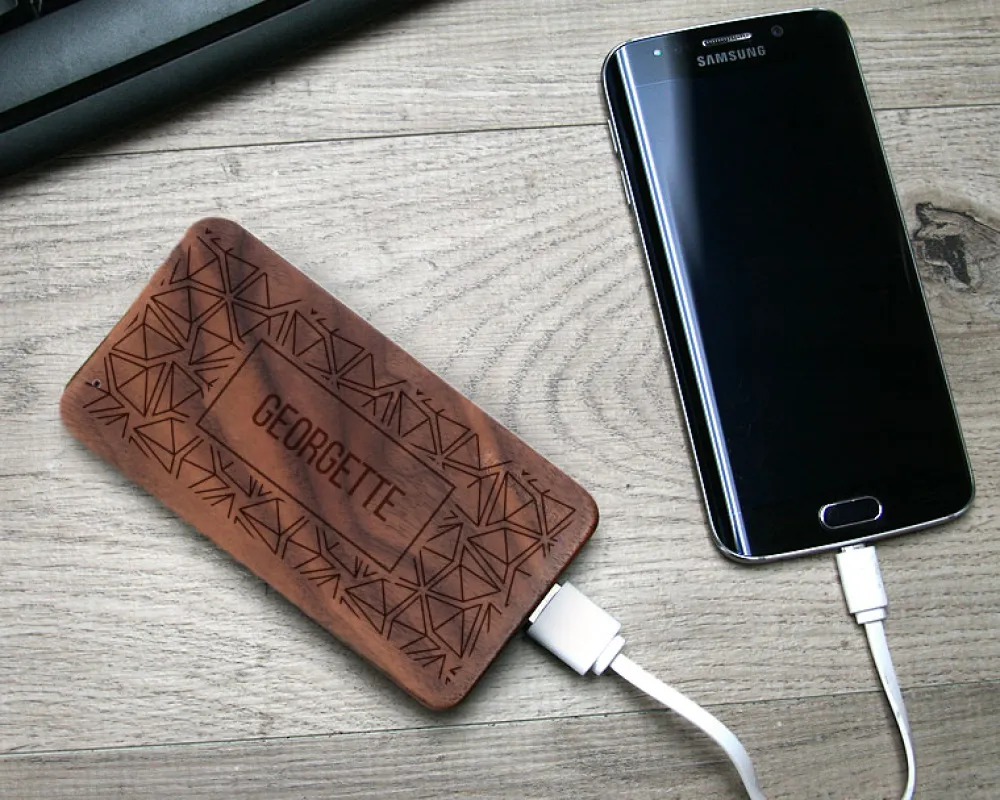 Batterie Externe en bois personnalisable grand format 4000 mAh - Prénom|Cadeaux.com Clearance