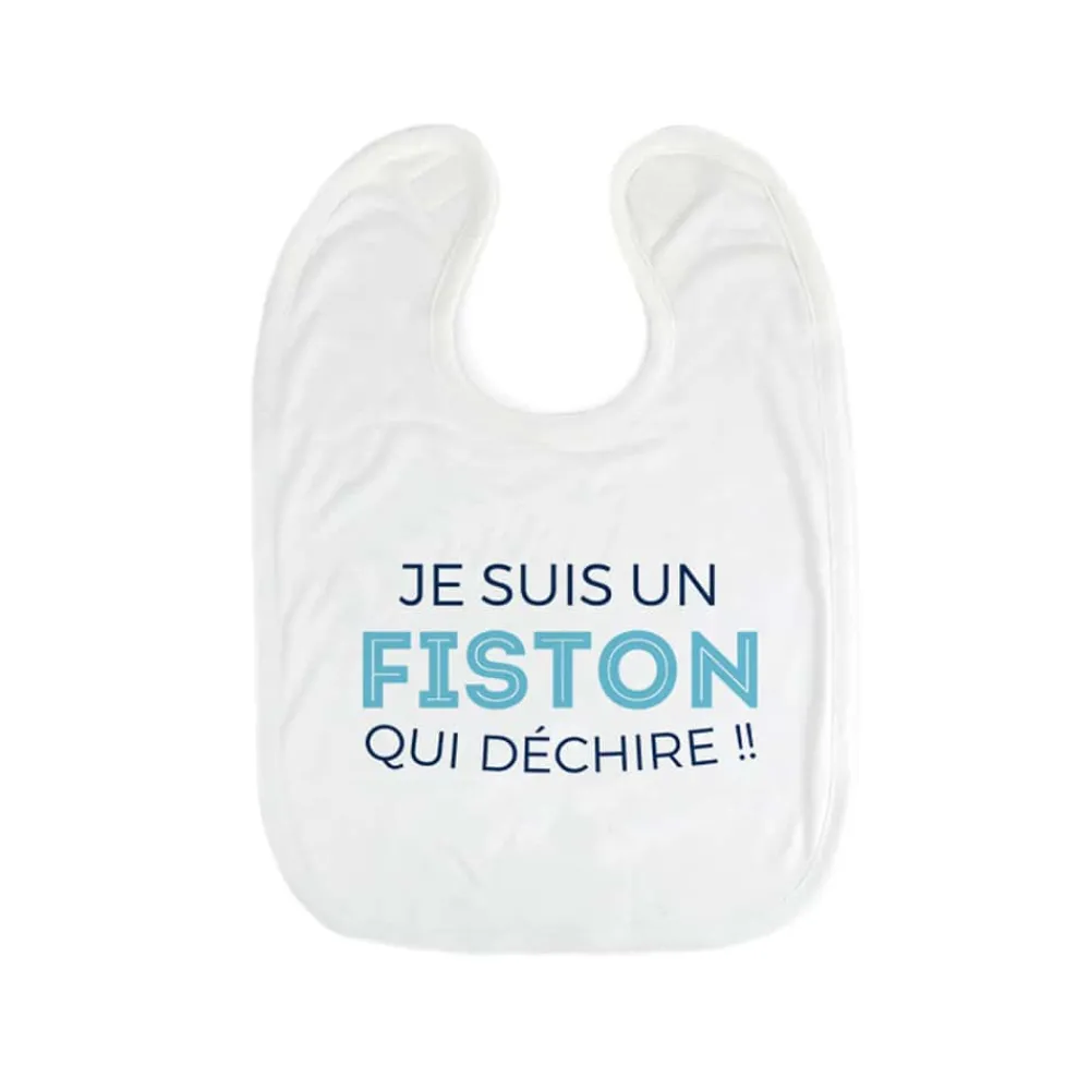 Bavoir bébé personnalisable - Collection 'Je déchire' - Modèle Bleu|Cadeaux.com New