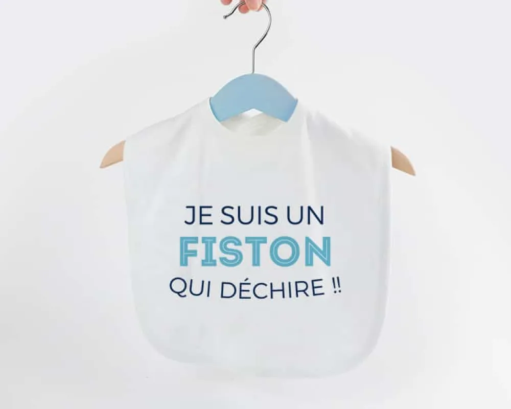 Bavoir bébé personnalisable - Collection 'Je déchire' - Modèle Bleu|Cadeaux.com New