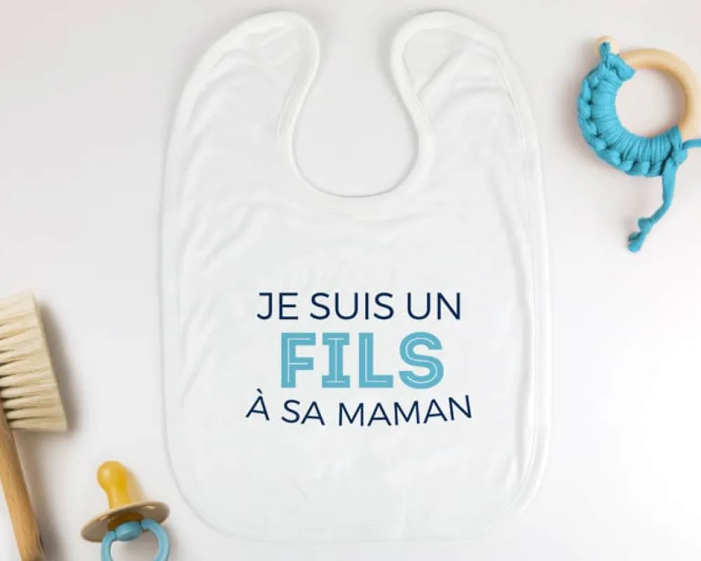 Bavoir bébé personnalisable - Collection 'Je déchire' - Modèle Bleu|Cadeaux.com New