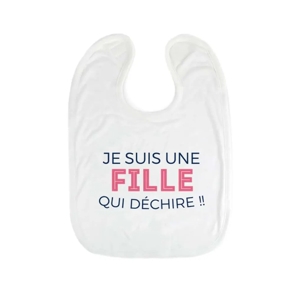 Bavoir bébé personnalisable - Collection 'Je déchire' - Modèle Rose|Cadeaux.com Best