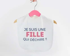 Bavoir bébé personnalisable - Collection 'Je déchire' - Modèle Rose|Cadeaux.com Best