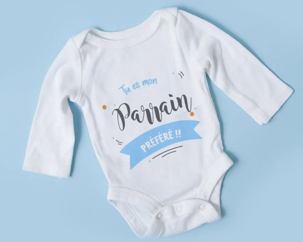 Body bébé personnalisé - Parrain|Cadeaux.com