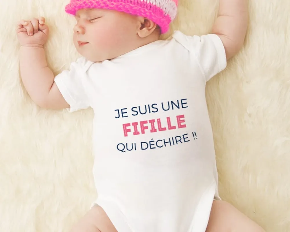 Body personnalisé pour bébé - Collection 'Je déchire' - Modèle Rose|Cadeaux.com Online