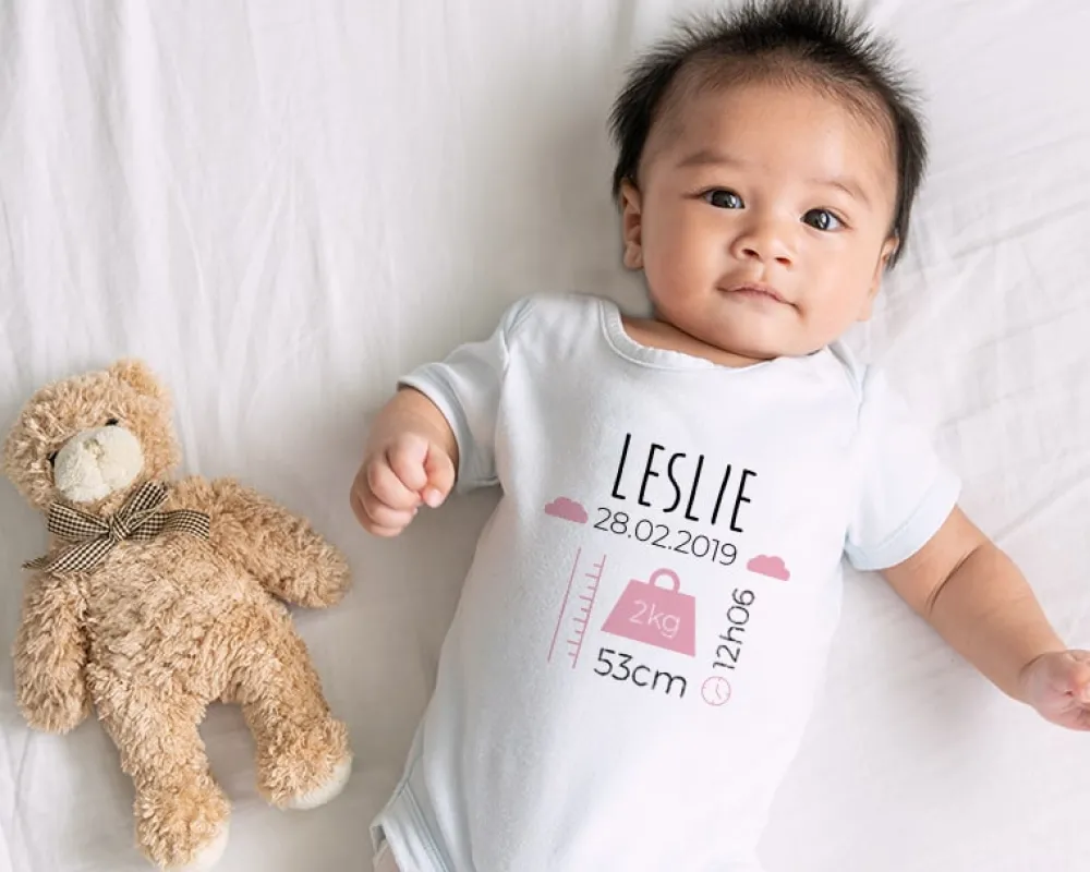 Body personnalisé pour bébé - Naissance - Rose|Cadeaux.com Hot