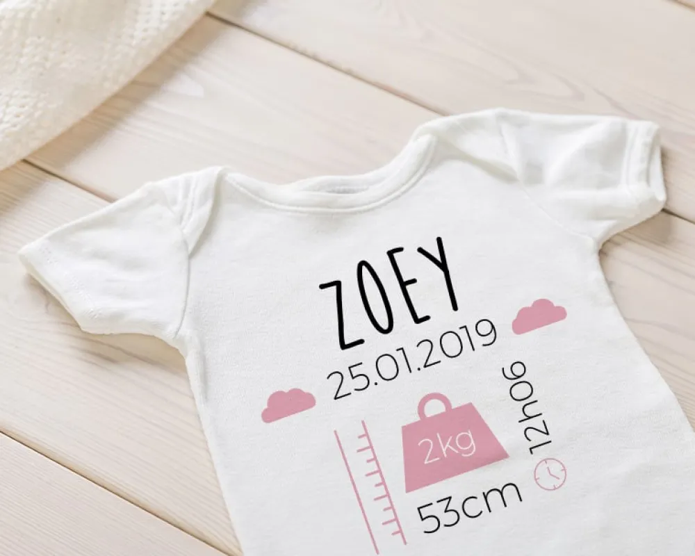Body personnalisé pour bébé - Naissance - Rose|Cadeaux.com Hot