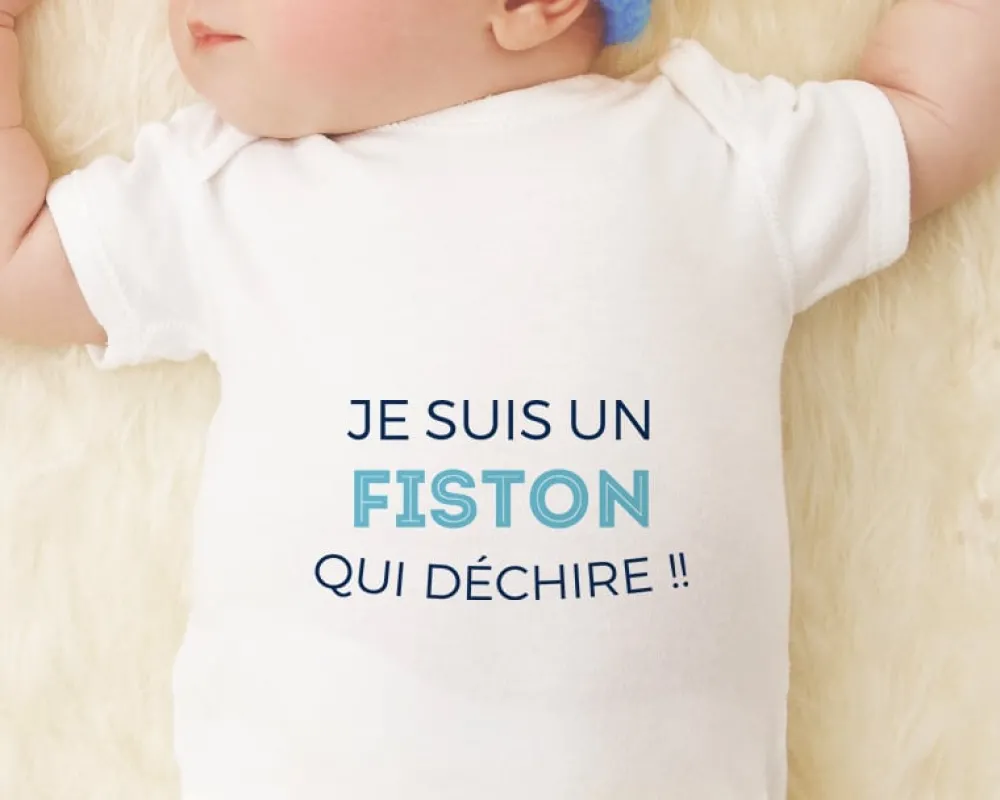 Body personnalisé pour bébé - Collection 'Je déchire' - Modèle Bleu|Cadeaux.com Best