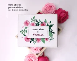 Boîte à bijoux personnalisable et ses 6 Roses Éternelles|Cadeaux.com Hot
