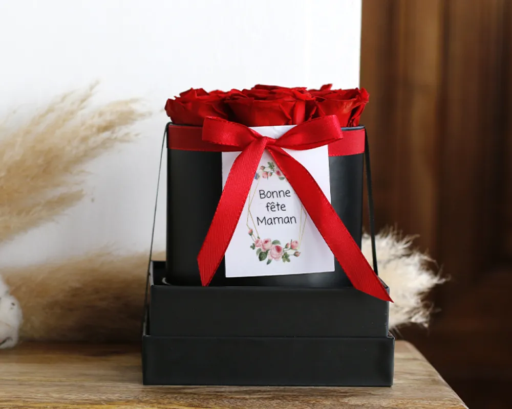 Boîte à roses éternelles personnalisée - Message|Cadeaux.com New