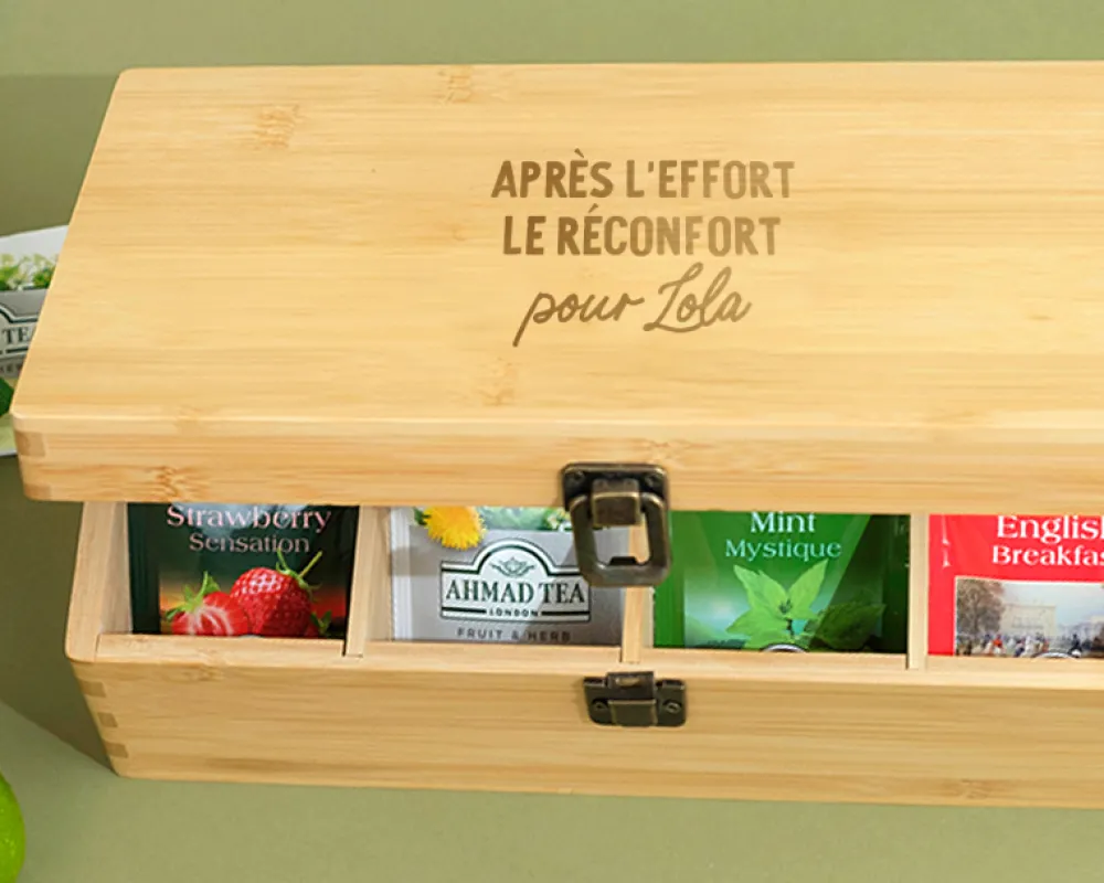 Boîte à thé gravée - Message|Cadeaux.com Outlet