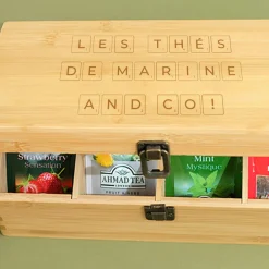 Boîte à thé gravée personnalisée - Scrabble|Cadeaux.com Outlet