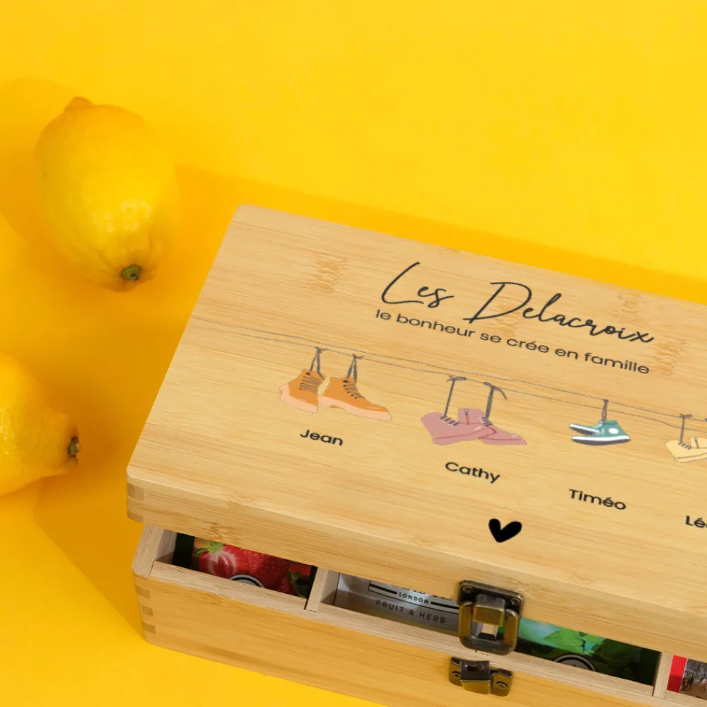 Boîte à thé personnalisée - Famille Chaussures|Cadeaux.com