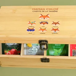 Boîte à thé personnalisée - Maman Renard et sa meute|Cadeaux.com New